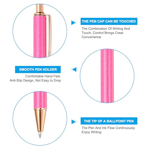 Metalen Ballpoint Pen, 4 stuks Intrekbare Pennen, Zwarte inkt, 1mm, Stijlvol voor vrouwen, Cadeau, Teacher, Office, Note, Journaling Style 2, Rose Red 4