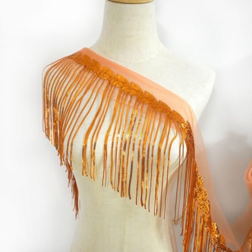 1 Yard 20cm Bling Sequins Fringe Fringe Fringe Border Decoratieve Lint Dans Kralen Fringe Linten Linten voor Naaien, DIY Crafts, Kleding Lingerie Gordijnen, Rose Gold 4