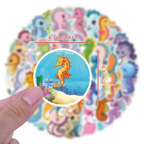 Seahorse 50 stuks Seahorse Stickers voor tieners en volwassenen Vinyl Sticker Set Auto Motorfiets Fiets Skateboard Snowboard Bagage Laptop Koffer Helm Motorfiets Computer