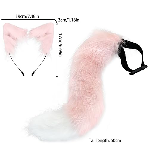 staart oren set vos bont staart Cosplay kostuum zacht fluffy Faux Fur Fox staart vos Ears hoofdband Halloween Cosplay Party Kids Volwassenen 5