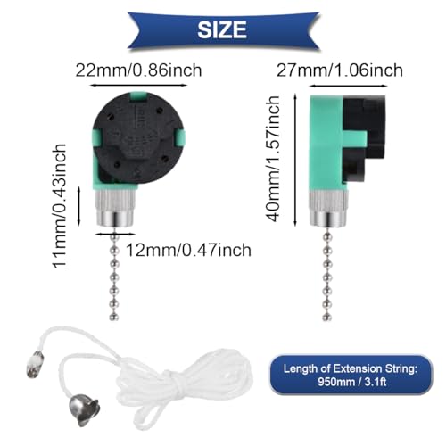 Verpakking van 6 Ventilator Pull-Chain Switch Plafond Ventilator Switch 3 Speed 4 Wire AC 3A 250V 6A 125V voor Zing-Ear ZE-268S6 Vervangend plafondventilatorlicht 5