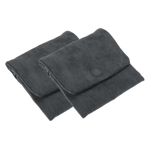 Reis Sieraden Tassen, 2 stuks Zachte draagbare kleine fluwelen sieraden Tassen met snap knop rits voor oorbellen ketting armbanden opslag reizen donker grijs 4x4 inch