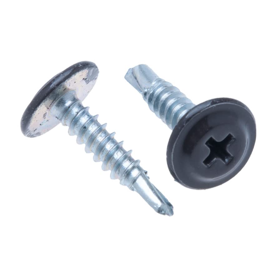 4.2mm x 19mm Multi-kleur Zelftappende, zelfborende bevestigingsschroeven Phillips, fijne draad en platte kop, poeder gecoat RAL8019 Grijsbruin, getemperde stalen schroeven (250 stuks)