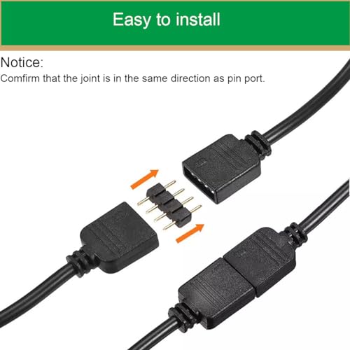 4 Pin RGB Extension Kabel met 4 Pin 12V Man/Vrouw Adapter Kabel voor LED Strips, Computer Fans, Moederborden (3 Kabels Man, 3 Vrouw) met 6 Pack 4 Pin 4