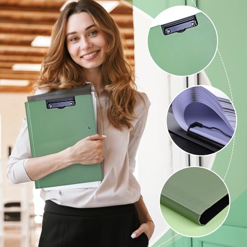 Verpakking van 2 A4 papierclips met deksel Portfolio Organisator Opvouwbare documenthouder Dubbele Clip Map papier licht voor school, industrie, kantoor (zwart) 3