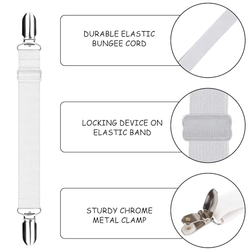 Beddengoed Spanner, Verstelbare 4 stuks, Beddenvel spanners, 28-49 cm, Beddenvelhouder Tensider, voor Vellen Matras, Bank, Wit 3