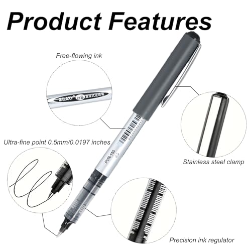 16 stuks Rollerball Pennen Zwarte inkt, 0,5mm Quick Dry Ballpoint Pennen, Liquid Ink Rollerball Pen voor Notebook Bullet Journal Sketch, Black Gel Pennen Schrijven Pennen voor School Office Home 3