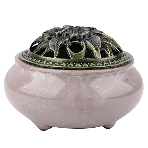 Ceramic Incense Burner, Ceramic Incense Holder met messing Calebas Porseleinen Incense Holder voor Tea Room Ornament (Diamond Gray)