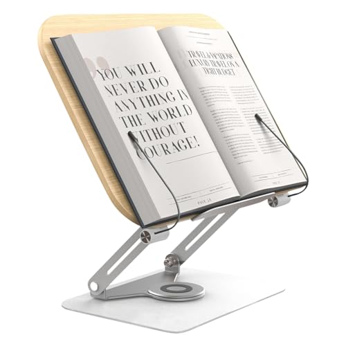 Boekstandaard voor het lezen, verstelbare boekhouder met 360° Rotatable Base, Open Boek Stand, Reading Stand Bed, Boekend voor recepten, Keuken, koran, Tablet, Tekening, iPad