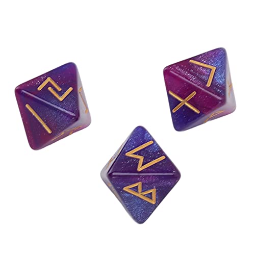 3 Stuk Astrologie Learning Prediction Rune Dice Set met 8 Sided Polyhedral Design in levendige kleuren - Mystic Star Themed Divination voor volwassenen 3
