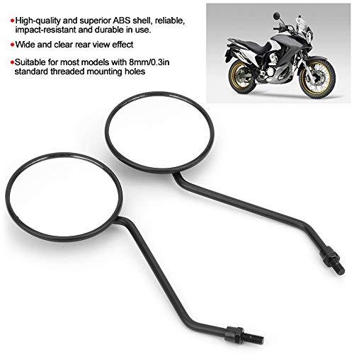Universele motor Achteraanzicht Spiegel 8mm Zwart Rond Plastic Achteraanzicht Spiegel, Pack van 2, 8mm Universele Retro Ronde Zijspiegel voor Motorfiets, Elektrische Scooter 3