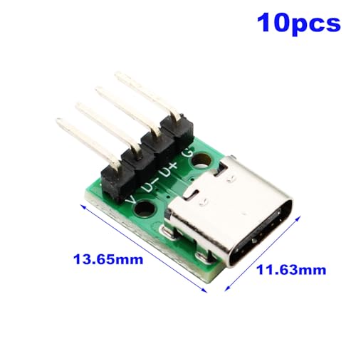 10st USB C 3.1 Breakout Board, 16 Pin Type-C Plug to 2.54mm Circuit Board Adapter met gebogen Pen USB C DIY op DIP 4 Pool voor het laden en gegevensoverdracht