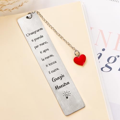 Cadeaus voor leraren, metalen bladwijzer met Italiaans gezegde, bladwijzer voor leraren en leraren 5