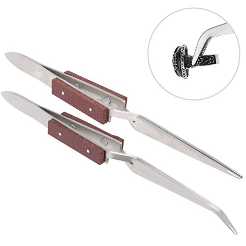 2Pcs Cross Locking Tweezers - Gebogen Tip en rechte Soldeer Tweezers voor Juweliers - Cross Lock Soldeergereedschap 5