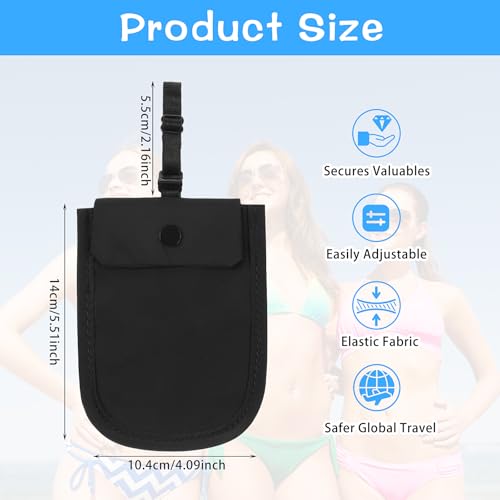 Travel Bra - Verborgen Undercover anti-diefstal beha portemonnee met verstelbare elastische - Wasbare zak voor paspoort, geld, waardevolle spullen - zwart 3