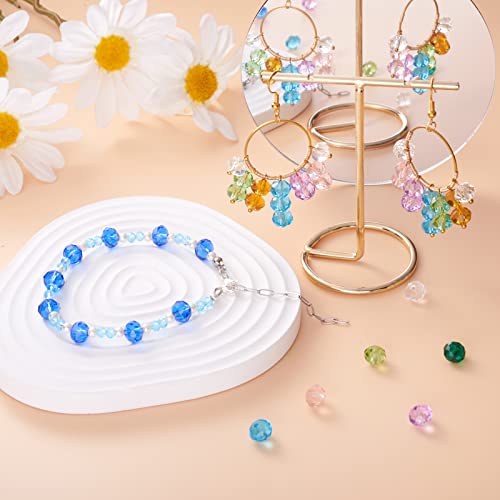 300st 8mm gefacetteerde kristallen glazen kralen, 10 kleuren Rondelle Briolette Spacer Kralen voor doe-het-zelf Sieraden maken 4