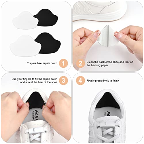 Hiel reparatie 8 paar hakken beschermers Zelfklevende schoen Heel Gat Reparatie Patches Microfiber Heel Pads (zwart + wit) 5