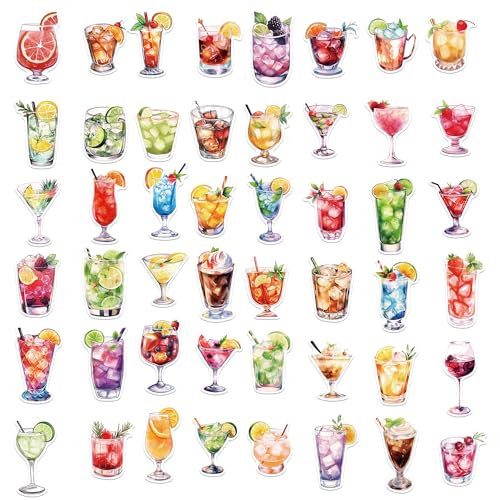 Cocktail Sticker Set Stickers Kids Tieners 50 stuks Cocktail Waterdicht Vinyl Decals Laptop Skateboard Koffer Helm Auto Fiets mobiele telefoon Motorrijwiel Bike Scrapbook Geschenk dagboek muggen 3