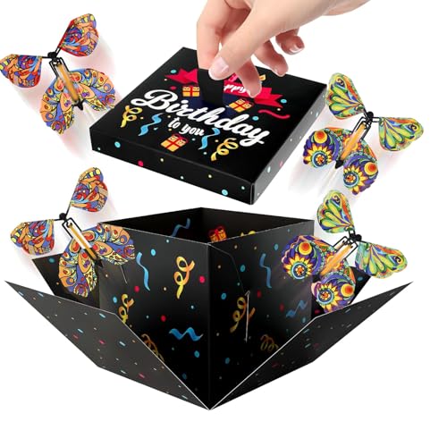 Verrassingsdoos, vlinders, verrassingsdoos, creatieve doe-het-zelf verrassingsdoos, pop-up explosiedoos, verrassingsdoos voor verjaardag, gelukkige verjaardag