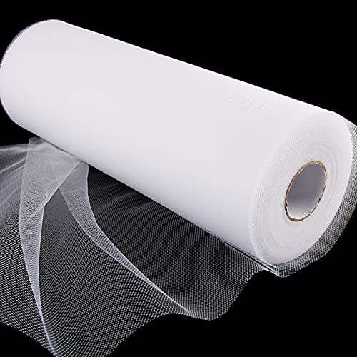 Tule Roll 91m x 30cm Witte Decoratie Tule Ambacht voor bruiloft Decoratie Banket Party Kerstmis Verjaardag Gifts Bow Stoelen Tutu rok