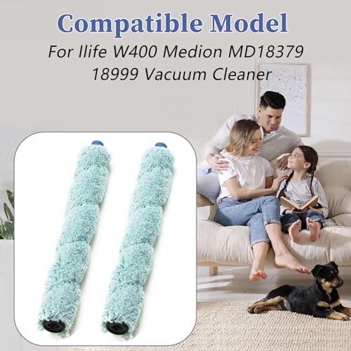 2 x Hoofdrolpenseel voor iLife W400 Medion MD 18379/18999 ILIFE W450 Stofzuiger, Efficiënt reinigen, Blauw, Turkoois