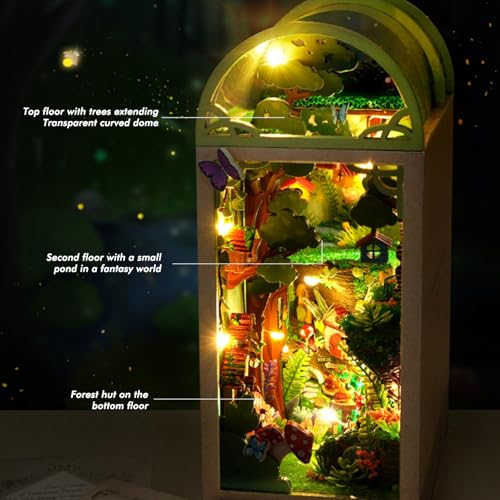 Houten Boekenkast, Boekenkast, Firefly Forest Insert, DIY Bookend, Miniatuurhuis, Kits Houten Boekeneinden voor Verjaardag, Volwassenen 5
