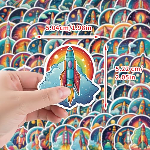 Cartoon Rocket Sticker Set Stickers Jeugd Volwassenen 100 stuks Astronauten en Raketten Waterdichte Vinyl Stickers Automotor Bike Skateboard Snowboard Bagage Laptop Koffer Helm Motorfiets 3