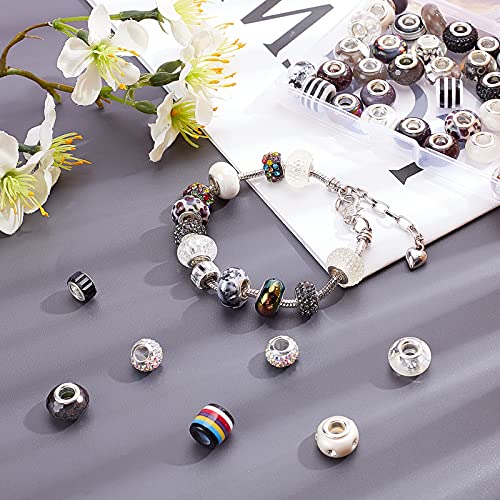 54 Stuks Gemengde Style en Kleuren Europese kralen, Grote Hole Acryl Rhinestone kralen voor sieraden maken ketting, armbanden, ambachten