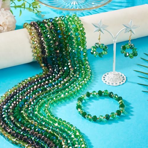9 Strands Facet Glas Rondelle kralen 8mm Green Crystal Glas Lose Ronde Kralen Bulk voor vriendschap armband ketting oorbellen sieraden maken