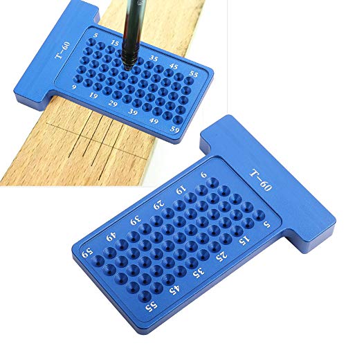 T-Type Kraspen, Aluminium 6061 Houtbewerking T Type Kraspen Aluminium Hole Gauge Carpenter Markering Tool(Blauw) 4