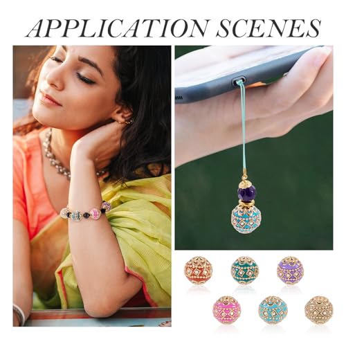 6 st Handgemaakte Indonesische kralen 19mm Ronde Rhinestone Klei Spacer Losse kralen met metalen vondsten voor DIY armband ketting sieraden maken 4