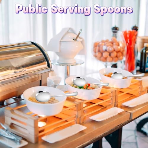 Roestvrij staal Serveerlepel, 2 stuks Serveerlepels Groot met lange handvaten Salade Rack Roestvrij stalen buffet Serveren Lepel Voorbereiding Bestek voor Banket Buffet Restaurant Huis, 25cm 5