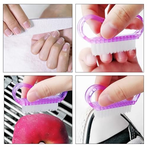 4 st nagelborstels set met 1 nagelvijl, nagelborstel, handschrobber, reinigingsborstel met kunststof handvat voor het reinigen van nagels, zachte manicure, stof borstel voor hand tenen, nagel 3