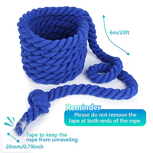 20ft Kinderen Volwassen Tug van War Touw Kit met Whistle Medal Accessoires, Outdoor Playfield Day Family Party Birthday Party Game Tug of War Rope Kit (Blauw) 3
