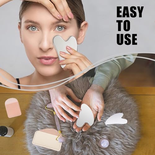 Guasha Gua Sha Tool Set van 2 roestvrij staal Guasha voor gezicht upgrade metaal Gua Sha Slanker gezicht Jaw Line Sculptor Gua Sha Massage Tools voor gezicht ogen 5
