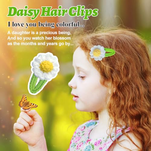 Daisy Hair Clips Daisy Hair Tap Set, Leuke haak bloem haarspeldjes Bloem Haarspelden voor meisjes Daisy Hair Accessoires