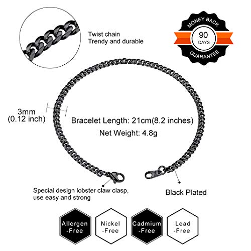 Jewelry Roestvrij staal Cuba armbanden, Mode Classic Heren armbanden, Breedte 3/6/9/12 mm, Roestvrij stalen armbanden, Cadeaus voor heren, Zilver/Goud/Zwart, 3 Kleuren, Lengte 21 3