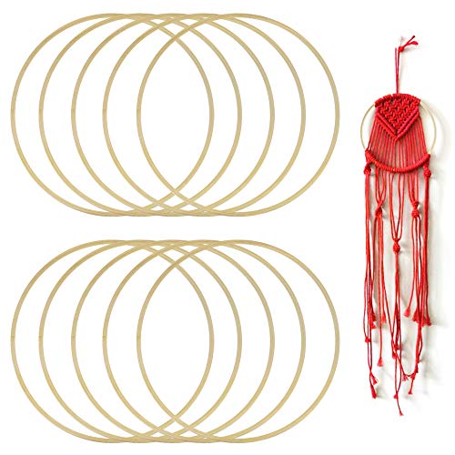 Bamboe Hoops 10 stuks Hout Droomvangers ringen Dream Catcher Kit voor DIY Macrame Rings Making Dream Catchers Crafts Cot Mobiele kerstversiering (19cm)