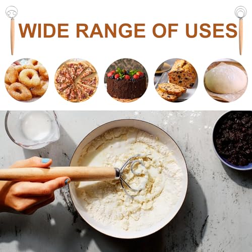 3 stuks Deense Dough Bezem, Deense Whisk Set, Brooddeeg Mixer, 33 cm, Brooddeeg, Whisk, Mixer, Egg Racket voor Keuken, Brood, Deeg, Cake, Gebak 4