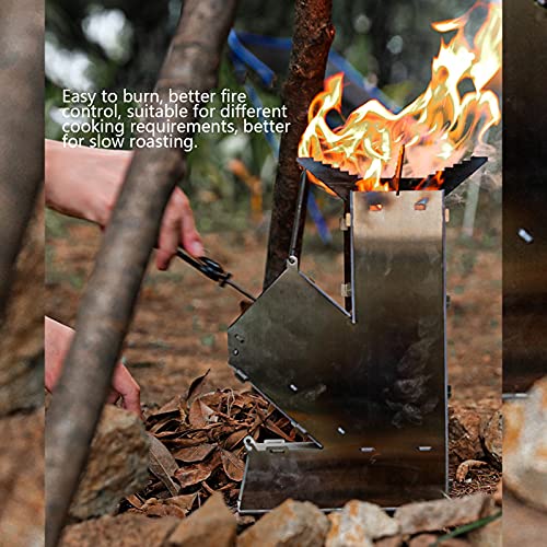 Raket fornuis, Portable Stainless Steel Camping Branden Afneembare Backpac fornuis koken Grill voor buiten 5