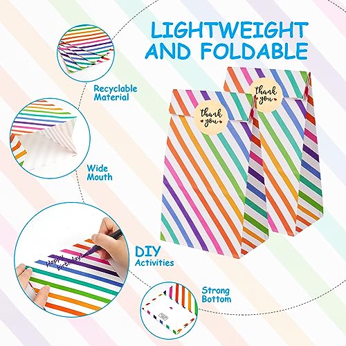 Cadeautas, 25st Slash Style Paper Bag Party Bags met leuke Stickers Hartelijk dank & donut feesttassen voor kinderen feest, viering, verjaardag, Halloween, Kerst (9 x 5,5 x 18 cm - Mini 3