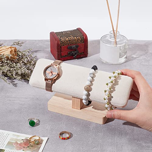 Houten Watch Display Stand, T-Bar armband houder Faux Suede sieraden Organisator houder verwijderbare Bangle Hangers Enkelband Tower Rack voor thuisgebruik, Retail Weergave verkoop, Gainsboro 3