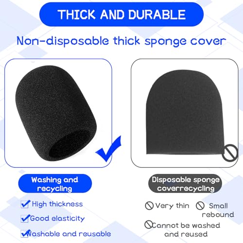 Verpakking van 5 Microfoon Windscherm, Pop Protection Microfoon, Stofdichte en antibacteriële Mic Foam Cover, Elastische Microfoon Foam voor Ktv, Outdoor Activiteiten (Zwart) 4