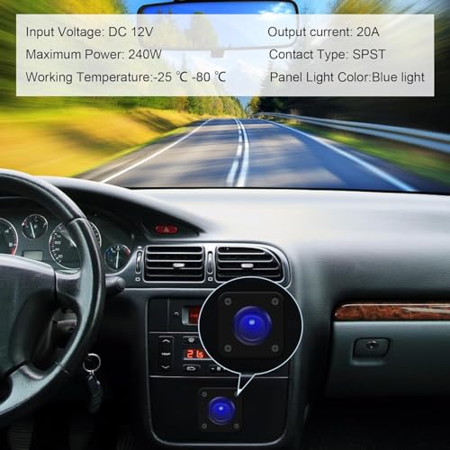 12V schakelplaat ronde switch 3-pins 12V 20A/24V 10A 1Groep LED Rocker Switch voor auto, boot, vrachtwagen, blauw 5