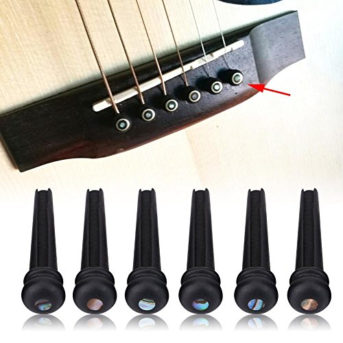 Gitaarbrug Pins, 6Pcs Ebony Folk Bridge Pins Met Abalone Shell voor 6 String Akoestische Volksgitaar