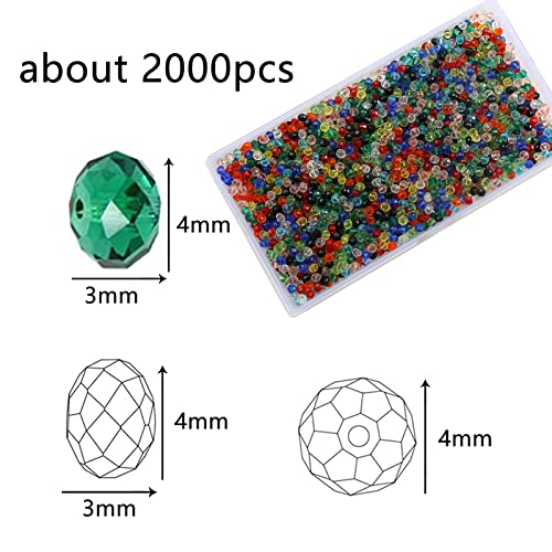 Glazen kralen, 2000Stuks Facet 4mm Glazen kralen, Ronde kralen voor Charms sieraden, armbanden, Kettingen(4mm)