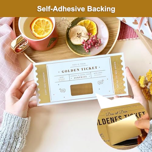 Pak van 100 Krasstickers, 60 x 40 mm, Rechthoekige Krasstickers, Zelf-Adhesive, Gratis Krasstickers, Goud voor verrassingen, Uitnodigingen, Scrapbooking, Groetkaarten, Cadeaubonnen 4
