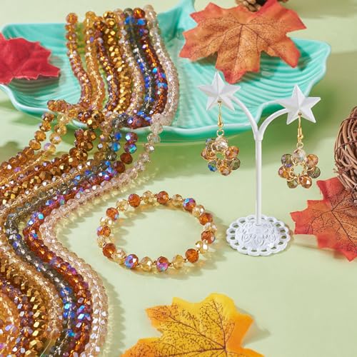 520st Rondelle Glazen Kralen 8mm Bruin Geel Facet Kralen Losse Spacer Kralen Losse Spacer Kralen Bulk voor sieraden armband Vrouwen DIY Thanksgiving oorbellen ketting