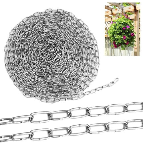 Staal ketting Verkocht door de Metre, 10 m metalen ketting, diameter 1,5 mm ketting Roestvrij staal, roestvrij staal ketting Verkocht door de metre, ronde stalen ketting, sterk voor hanglampen, zandzak, hangstoel