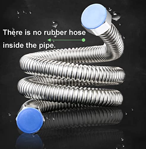 2 stuks G1/2" x G1/2" Roestvrij stalen golfbuizen, 40cm flexibele kraanconnector, flexibele buizen voor keuken aanrecht anti-burst waterpijp voor keuken, badkamer, universele vervanging
